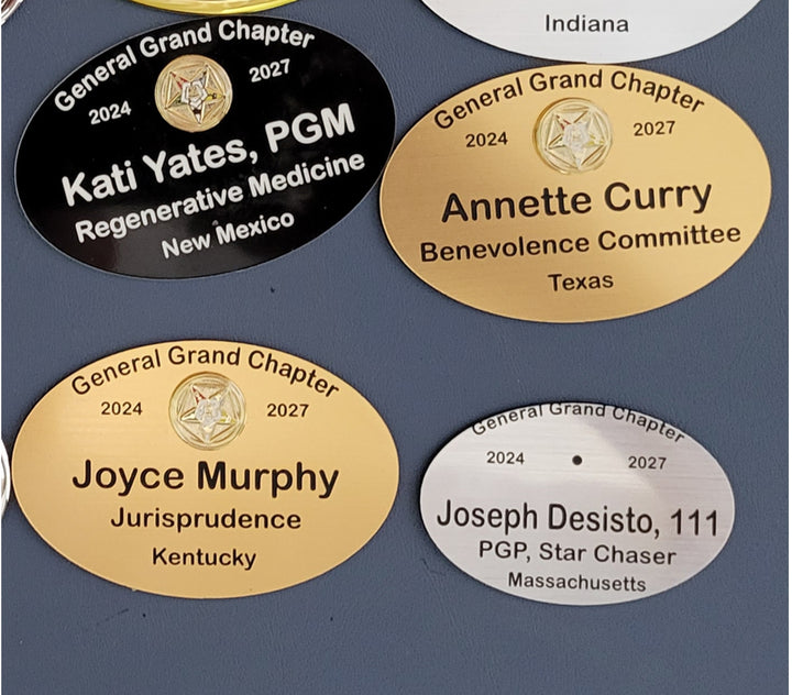 OES Eastern Star Committee name badges